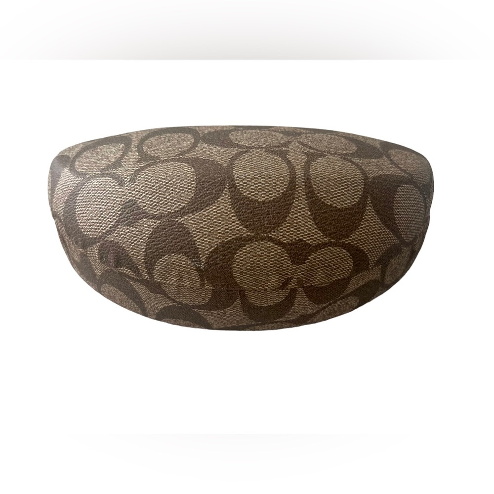 Coach Signature Tan Brown Hard Clam Shell Eye Glasses Sunglasses Case